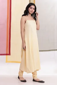 Light Yellow Cotton Cambric Flared Slip image 3