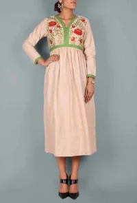 Beige Floral Pattern  Maxi Dress image 1