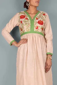 Beige Floral Pattern  Maxi Dress image 2