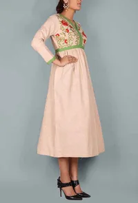 Beige Floral Pattern  Maxi Dress image 3