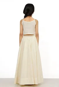 Set of 3: Classic White Cotton Blouse with Skirt and Dupatta image 4