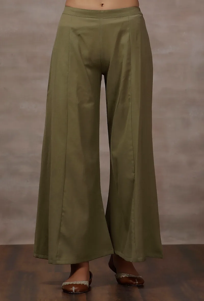 Mint Green Palazzo Woollen Pants