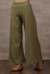Mint Green Palazzo Woollen Pants image 3