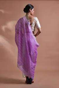 Light Purple Color Silk Organza Embroidered Dupatta image 5