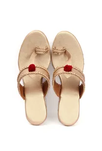 Vainavi Golden fringed Hand Embroidered braided One Toe wedges image 2
