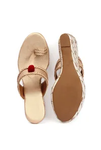Vainavi Golden fringed Hand Embroidered braided One Toe wedges image 3