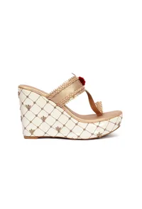 Vainavi Golden fringed Hand Embroidered braided One Toe wedges image 5