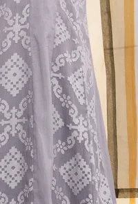 Cloud Grey Brasso Organza & Cotton Panelled Flared Kurta image 5