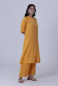 Yellow Cotton Kurti image 1