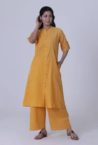 Yellow Cotton Kurti image 2