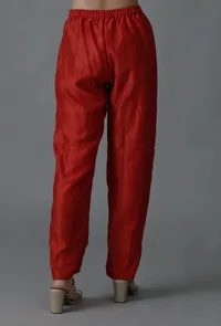 Rust Red Straight Chanderi Pant image 4