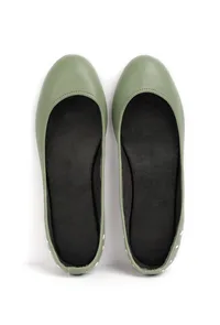 Sage Green Cruelty Free Leather Flat Ballerinas image 2