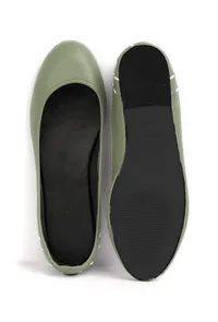 Sage Green Cruelty Free Leather Flat Ballerinas image 3