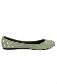 Sage Green Cruelty Free Leather Flat Ballerinas image 4