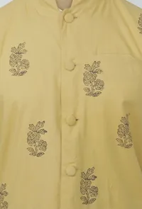 Block Printed Yellow Waist Coat image 4