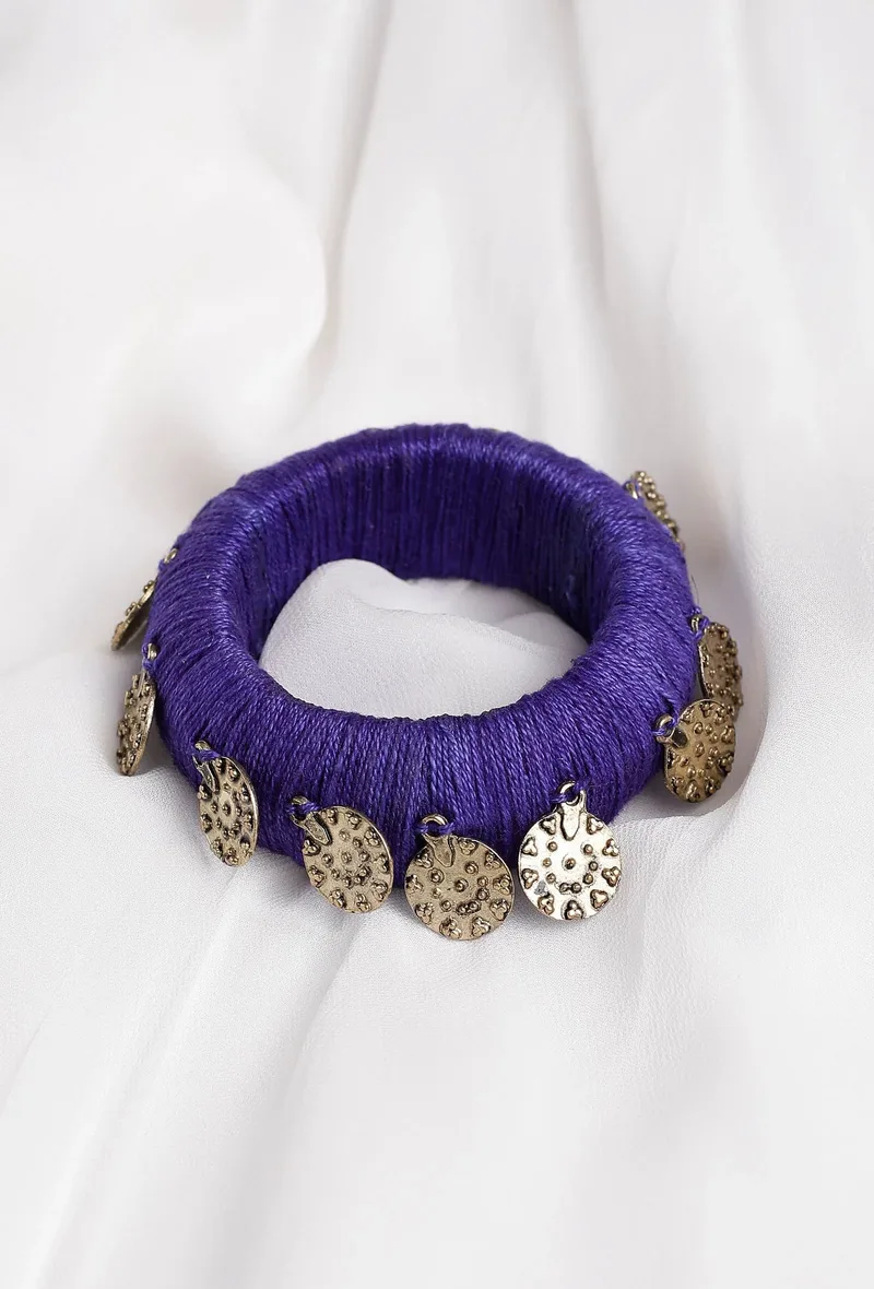 Indigo Thread Wooden Bangles