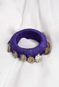 Indigo Thread Wooden Bangles image 1
