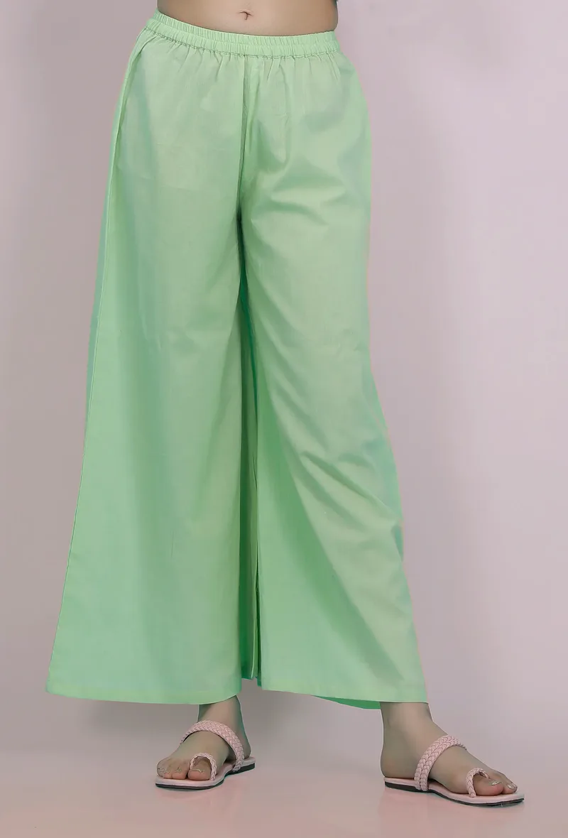 Mint Green Cotton Palazzo Pants