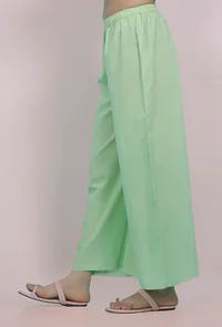 Mint Green Cotton Palazzo Pants image 2