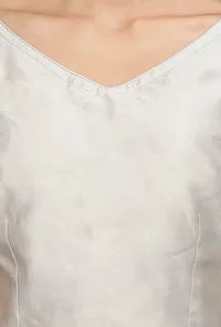 Grey Pure Banarasi Chanderi Blouse image 3