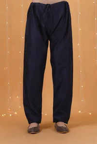 Set Of 2: Space Blue Chanderi Kurta & Pajama image 5