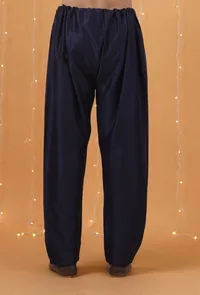 Set Of 2: Space Blue Chanderi Kurta & Pajama image 6