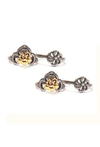 Set of 4: Gold Lotus Silver Brass Toering image 2