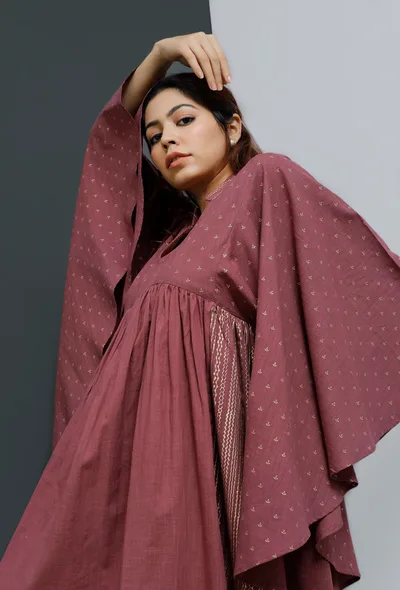 Plum Hand-Block Printed Caftan Dress