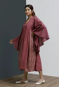 Plum Hand-Block Printed Caftan Dress image 2