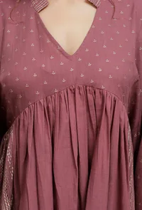 Plum Hand-Block Printed Caftan Dress image 5