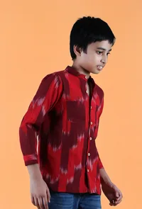 Red Ikat Cotton Short Kurta image 3