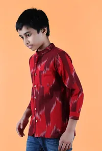 Red Ikat Cotton Short Kurta image 4