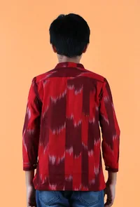 Red Ikat Cotton Short Kurta image 5