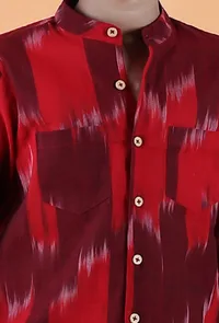 Red Ikat Cotton Short Kurta image 6