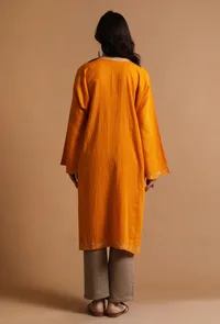 ArtyClick Orange Kashmiri Sozni Embroidery Phiran-Free Size image 4