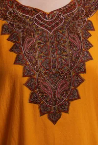 ArtyClick Orange Kashmiri Sozni Embroidery Phiran-Free Size image 5