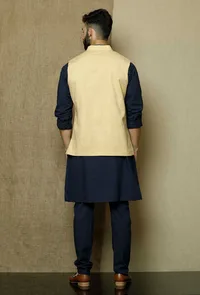 Khaki Yellow- Cotton Nehru Jacket image 5