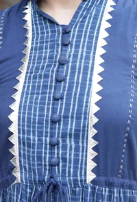 Preet Indigo Blue Tiered Dress With Gota Work image 5