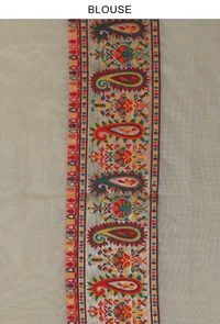 Ivory Heritage Floral Silk Wool Saree with Unstitched Blouse image 3