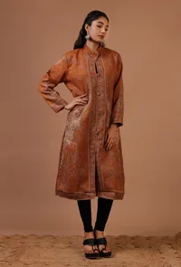 Windsor Tan & Multicolor Kani Embroidered Long Jacket image 2