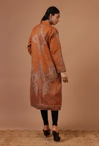 Windsor Tan & Multicolor Kani Embroidered Long Jacket image 4