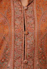 Windsor Tan & Multicolor Kani Embroidered Long Jacket image 5