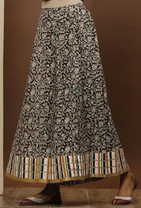 Black Kalamkari Cotton Flared Pants image 2