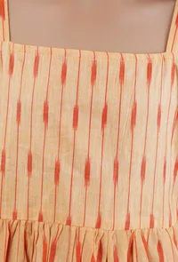 Set Of 2: Orange Ikat Cotton Kurta & Pants image 5