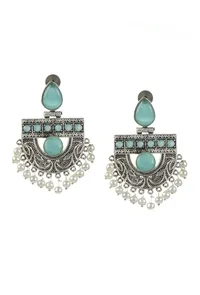 Emerald Mist Oxidised Earrings image 2