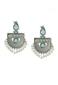 Emerald Mist Oxidised Earrings image 3
