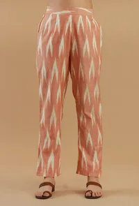 Peach Ikat Cotton Straight Pant image 1
