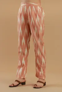 Peach Ikat Cotton Straight Pant image 2