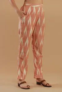 Peach Ikat Cotton Straight Pant image 3