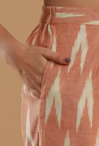 Peach Ikat Cotton Straight Pant image 5